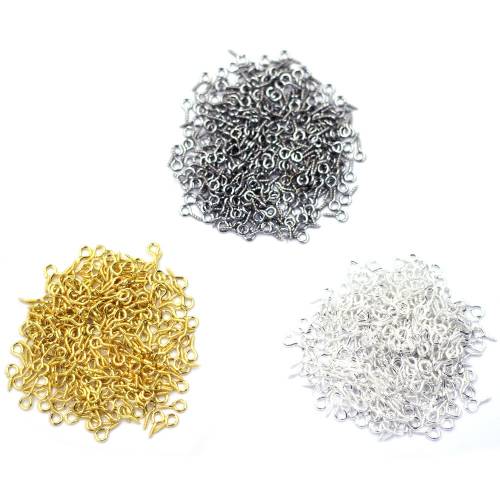 300Pcs Screw Eye Pins Hooks Eyelets Bail Peg Threaded Clasps Top Drilled End Caps Connectors Pendant Jewelry DIY Findings 8mm