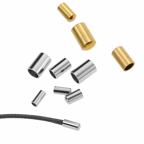 30pcs Stainless Steel gold Cord End Caps Fit 2/3/4/5mm Leather Rope DIY Jewelry Making Accessories Thread Fastener Crimp Finding