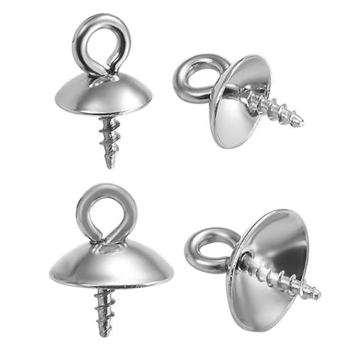 30pcs/lot Stainless Steel Screw Eyes Bails Top Drilled Beads End Caps Pendant DIY Charms Connectors Jewelry Accessories
