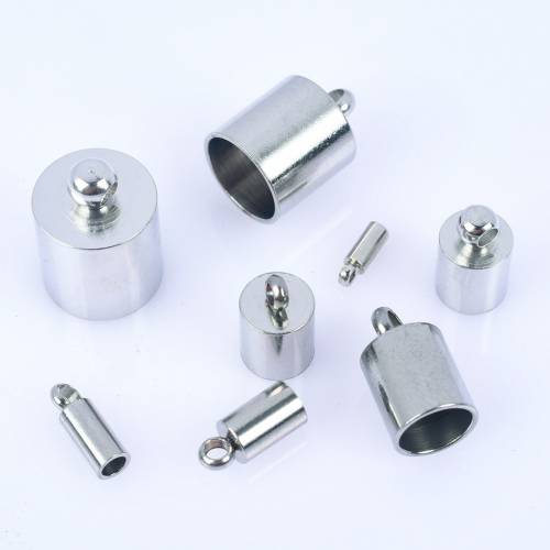 5-10Pcs/Lot Stainless Steel 2-10mm Tassel Caps Leather Cord Rope Connectors End Caps For Jewelry Making Supplies DIY Accessories