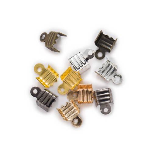 5 Colors Cove Clasps Crimp Cord End Cap Tip Fold Over Crimp Bead Clip Connectors Findings Accessories Jewelry Making 6-11mm