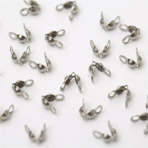 50-200Pcs/Lot Stainless Steel Alloy Necklace Chains Connector Clasps Ball Chain Crimp End Beads Caps For Jewelry Making Supplies