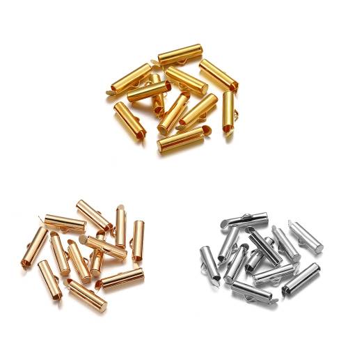 50-30Pcs/Lot 10-40mm Metal Slide On End Clasps Buckles Crimp End Beads Clasp Tubes For DIY Jewelry Making Supplies Wholesale