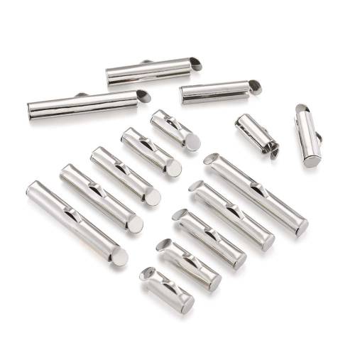 50pcs 10/13/16/20/25/30mm Beaded Slide On End Clasp Tube Sliders End Caps Connector Clasps Buckles for Jewelry Beadwork Cylinder