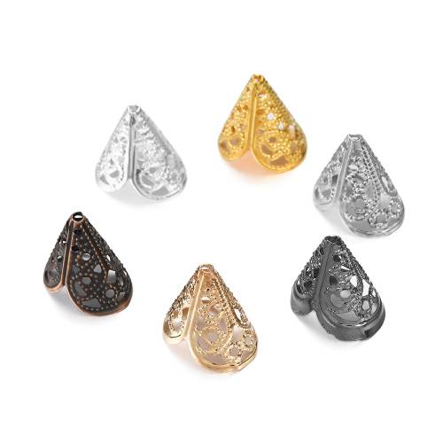 50pcs 16x16mm Alloy Filigree Beads Caps Cone Pendant End Beads Cap For DIY Jewelry Making Earring Necklace Supplies Accessories