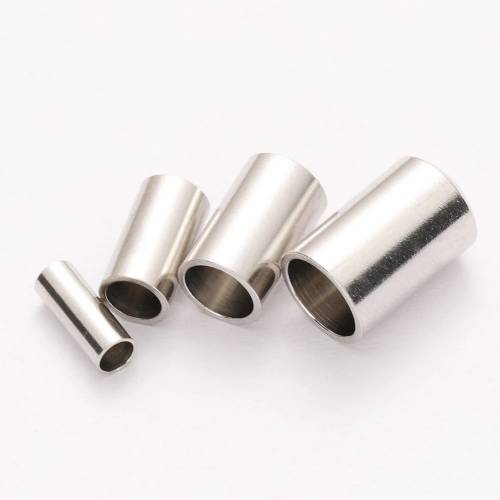 50pcs 2/3/4/5mm Stainless Steel End Caps Leather Rope Cord Thread Fastener End Crimp Findings For DIY Jewelry Making Accessories