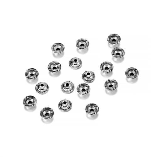 50Pcs 8mm Tibetan Antique Round Beads End Caps Flower Receptacle Hollow Flower Torus For DIY Spaced Apart Jewelry Making Crafts