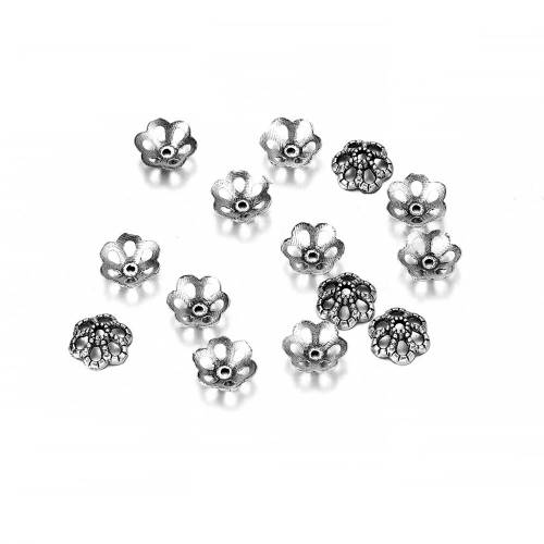 50Pcs 9mm Antique Flower Needlework Torus Caps Hollow Flower Metal Bead End Caps For DIY Jewelry Making Findings Accessories