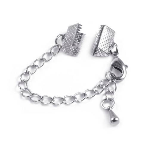 50pcs Brass Cord End Caps Cord Clips Extender Chain for Necklace Bracelet Connectors Clasp DIY Accessories