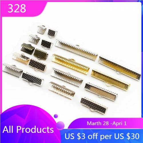 50pcs Crimp Beads Cove Clasps Cord End Caps String Ribbon Leather Clip Foldover Connectors Supplies for DIY Jewelry Findings
