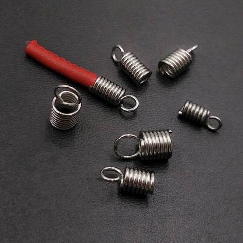 50pcs Stainless Steel Spring Crimp Clasps Leather Ends Fastener End Cap Connectors For Bracelet Necklace Jewelry Making Supplies