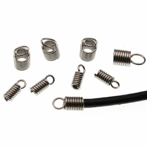 50pcs Stainless Steel Spring End Clasps Hook Connector Crimp End Beads Caps Fastener Clasps for 15/2/25/3/35/4mm Round Cord