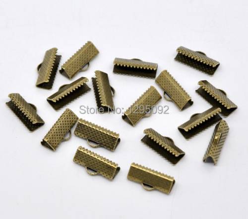 50Pcs Textured End Caps Crimp Beads Alloy Bronze Tone For Jewelry DIY Making Findings 16x75mm