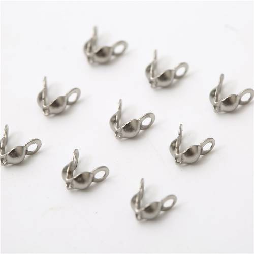 50Pcs/Lot 24mm Stainless Steel Crimps End Caps Ball Beads Chain Necklace Bracelet Connectors Clasps For Jewelry Making Supplies