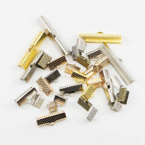 50pcs/lot 6-40mm Foldover Cove Clasps Cord End Caps String Ribbon Leather Clip Connector Supplies For DIY Jewelry Findings