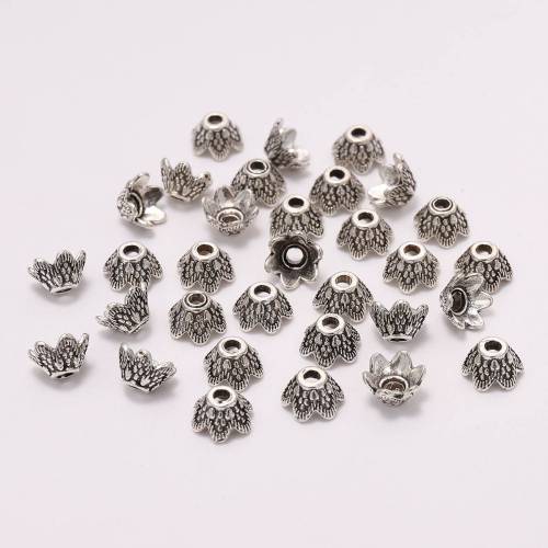 50pcs/Lot 7mm Antique Beads Caps Flower Carved End Bead Caps Cone Loose Sparer Bead Caps DIY Needlework Earrings Finding