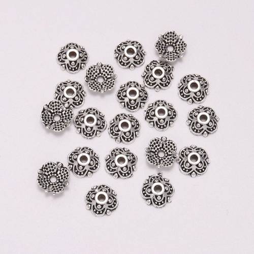 50pcs/Lot 8mm 4 Petals Tibetan Antique Carved Flower Loose Sparer Apart End Bead Caps For DIY Jewelry Making Findings
