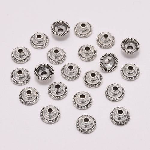 50pcs/lot 8mm Tibetan Antique Round Flower Beads End Caps Receptacle Hollow Out Flower Torus For DIY Spaced Apart Jewelry Making