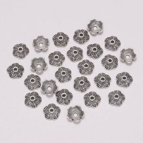 50pcs/lot 9mm Antique Receptacle Flower Bead Cap Needlework Metal Bead End Caps For DIY Women Jewelry Making Finding Accessories