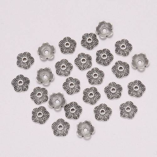 50pcs/Lot Flower Bead Caps 9mm Antique Needlework Metal Bead End Caps For Jewelry Making Findings Diy Accessories