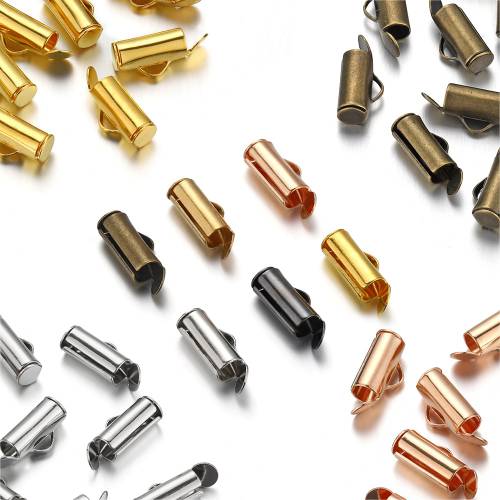 50Pcs/lot Round Tubes Crimping End Caps Slider Clasps Bracelets Buckles Connectors Findings for Jewelry Making Accessories Diy