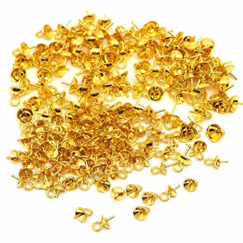 50Pcs/lot Stainless Steel Charms Eye Pin Bails Beads End Caps Clasps Pins Connectors For DIY Pendant Jewelry Making Wholesale
