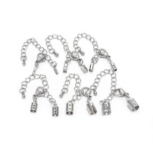 5pcs/lot 1 2 3 4 5mm Stainless steel Cord clips End Caps With Lobster Clasps Fit Leather Cord Connectors For DIY Jewelry Making
