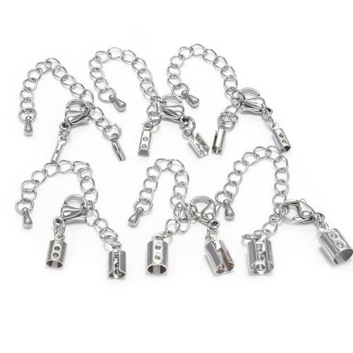 5pcs/Lot 1-5mm Stainless Steel Cord Clips End Caps With Lobster Clasp Fit Leather Cord Connectors For DIY Jewelry Making Finding
