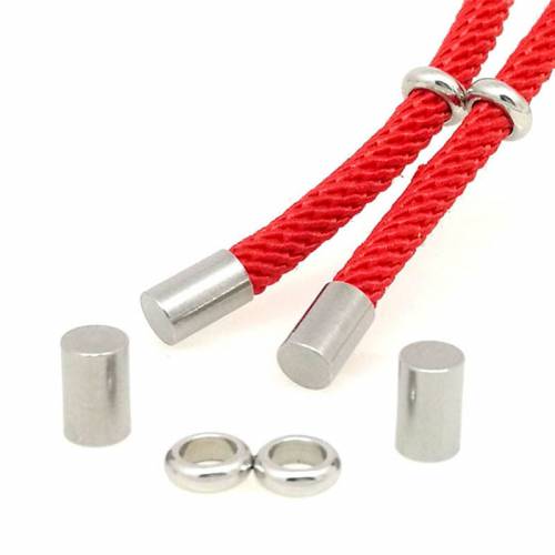 5set Stainless Steel Adjustable Rope Buckle&End Caps Set Fit 15/2/25/3/35/4mm Leather Rope For DIY Jewelry Making Findings