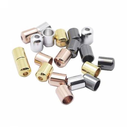 ARRICRAFT 50pcs Brass Mixed Color Cord End Caps for DIY Jewellery Making Long-Lasting Plated - 5x4mm - Hole: 1mm