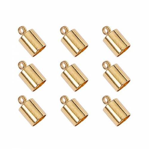 ARRICRAFT 50pcs Golden Tone Brass Necklace Cord Crimp End Caps - 95x6x5mm - Hole: 12mm