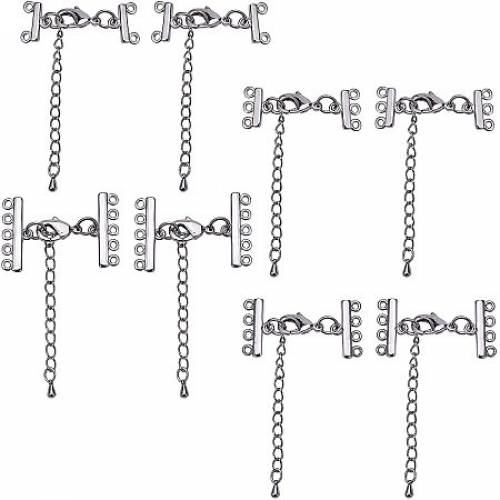 Arricraft 8 Sets 4 Sizes Multi Strand Clasps with Lobster Clasp and Extension Chain - Layered Necklace Detangler Clasps Necklace Connector End Clasps...