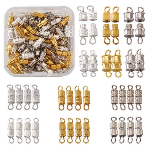 Brass Screw Clasps Fastener Buckles Closed Beading Cord End Caps Connectors for DIY Necklace Bracelet Jewelry Making Accessories