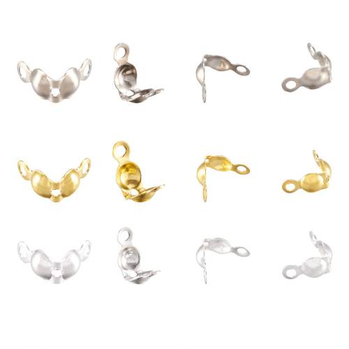 Fashewelry 100pcs Brass Open Bead Tips Knot Covers Clamshell Calotte Crimp End Caps for Jewelry Findings Making Supplies 7x4mm