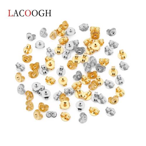 Lacoogh 200 Piece/Lot 2 Colors Gold Stainless Steel Ear Plugs End Tip Beads Findings DIY Accessories Tassel Caps Jewelry Making