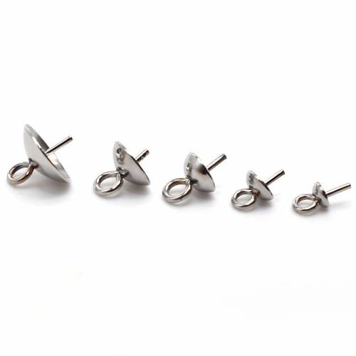 Mibrow 30pcs Stainless Steel 3/45/6/8mm End Bead Caps Pendant Connectors Bail Caps Round Beads for DIY Jewelry Making Findings