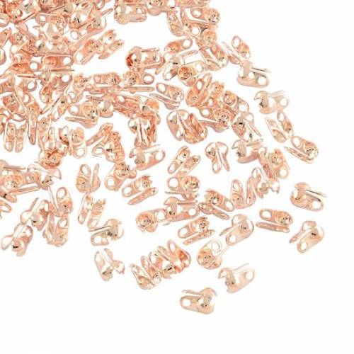 NBEADS 5000 PCS Rose Gold Iron Bead Tips - Open Clamshell Fold-Over Bead Tips Knot Covers End Caps Jewelry Making Components