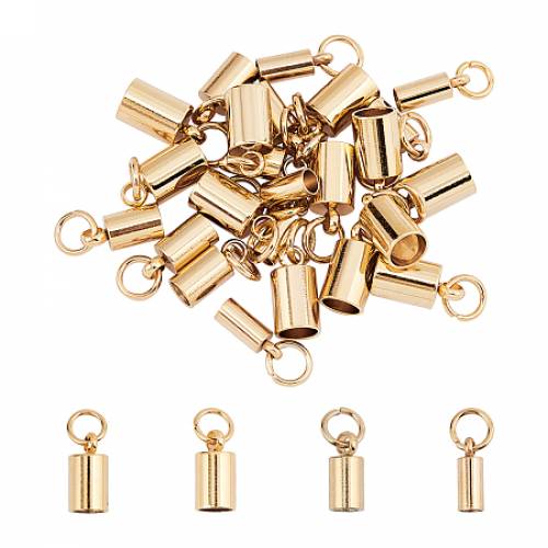 Unicraftale 304 Stainless Steel Cord Ends - End Caps - Column - Golden - 85~10x3~6mm - Hole: 35~4mm; Inner Diameter: 23~5mm; 24pcs/box
