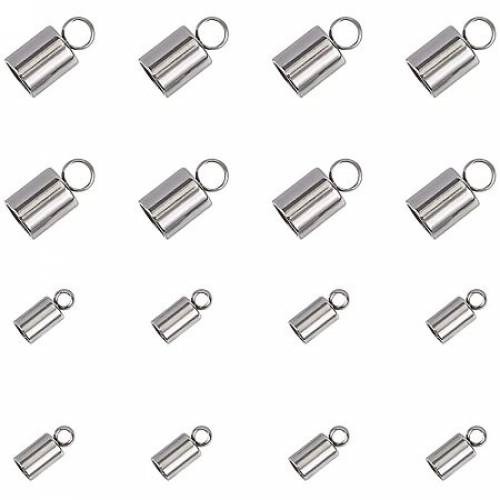 Unicraftale 304 Stainless Steel Cord Ends - End Caps Glue in Barrel End Caps - Cord Finding for Jewelry Making - Stainless Steel Color - 68x52x11mm;...