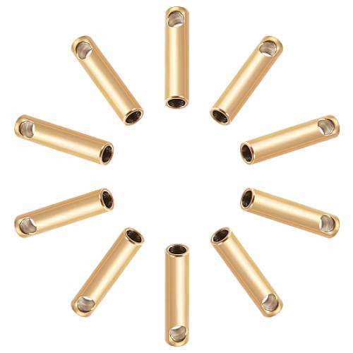 Unicraftale Vacuum Plating 304 Stainless Steel Cord Ends - End Caps - Column - Golden - 7x16mm - Hole: 08mm; Inner Diameter: 1mm; 40pcs/box