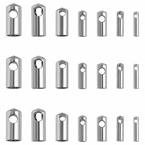 Unicraftale Vacuum Plating 304 Stainless Steel Cord Ends - End Caps - Column - Stainless Steel Color - 7~95x16~4mm - Hole: 08~2mm - Inner Diameter:...