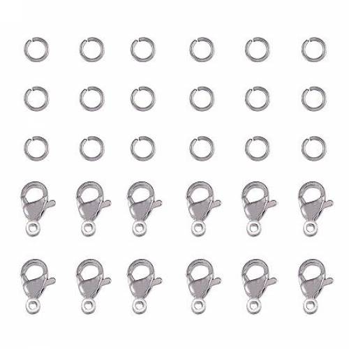 PandaHall Elite 120 pcs 4mm 304 Stainless Steel Jump Rings with 60pcs Lobster Claw Clasps for Earring Bracelet Necklace Pendants Jewelry DIY Craft...