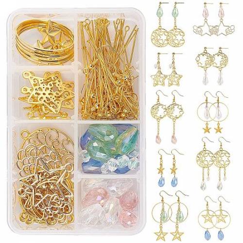 SUNNYCLUE DIY Earring Making Kits - Include Alloy Pendants & Link - Brass Linking Rings & Cable Chains & Ball Post Ear Studs & Ear Nuts & Earring...