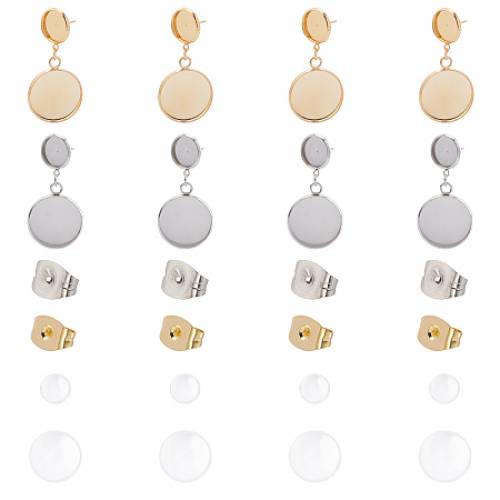 UNICRAFTALE DIY Dangle Earrings Making Kits - 304 Stainless Steel Stud Earring Findings & Ear Nuts - Transparent Half Round Glass Cabochons - Golden...