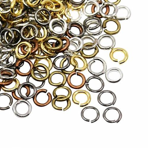NBEADS 500g Mixed Color Close but Unsoldered Iron Jump Rings - 7x07mm; about 56mm inner diameter; about 4800pcs/500g
