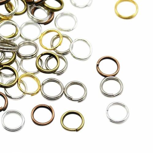 NBEADS 500g Mixed Color Iron Double Jump Rings - Split Rings - 7x07mm; about 56mm inner diameter; about 6000pcs/500g