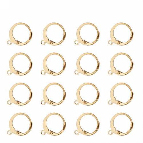 304 Stainless Steel Leverback Earring Findings - with Loop - Golden - 145x12mm - Hole: 1mm; Pin: 08x1mm; 100pcs/box