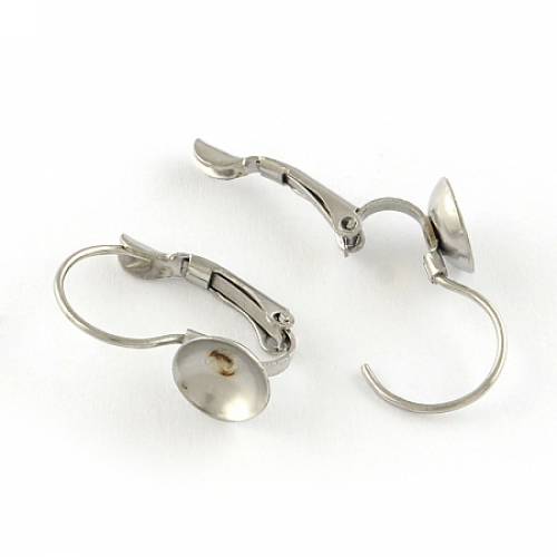 ARRICRAFT 100 Pcs 304 Stainless Steel Lever Back Earring Hooks Earwire with Open Loop Fit 8mm Rhinestone 19x8mm for Jewelry Making