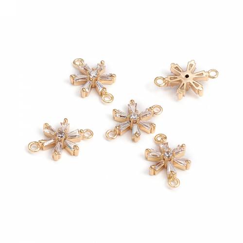 Arricraft Brass Micro Pave Clear Cubic Zirconia Links/Connectors - Christmas Snowflake - Real 18K Gold Plated - 142x88x42mm - Hole: 14mm