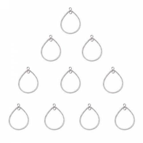 SUNNYCLUE 1 Box 10pcs 925 Sterling Silver Plated Drop Chandelier Earring Loops Connectors Eardrop Linker Charm Pendants 39x295x2mm for DIY Dangle...